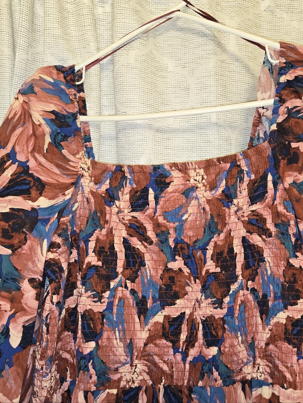 Floral Midi Dress in Pink, Blue & Brown - Picture 6 of 7